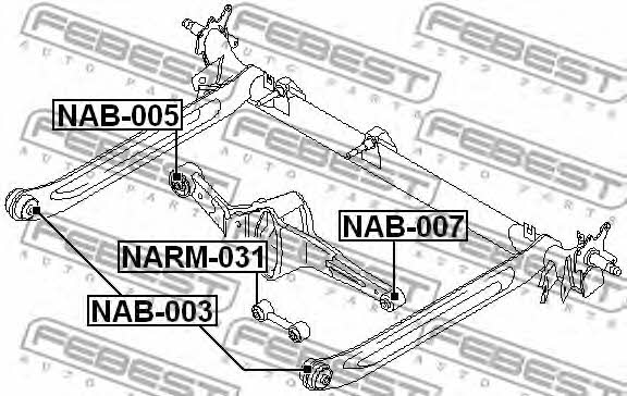 Right rear beam Silent block Febest NAB-005