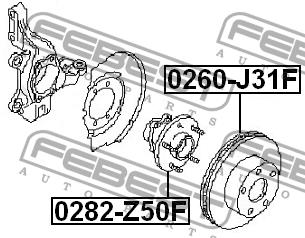 Wheel hub front Febest 0282-Z50F