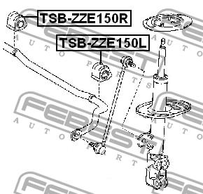 Front stabilizer bush, left Febest TSB-ZZE150L