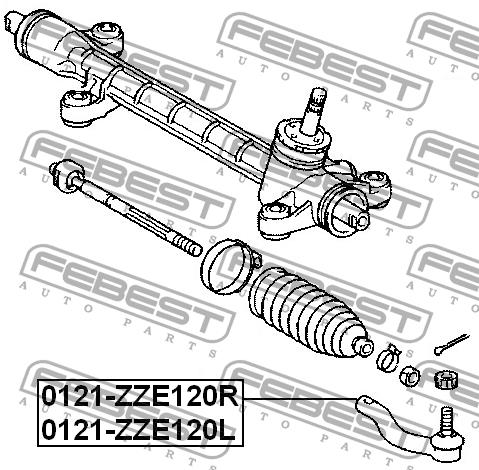 Left tie rod end Febest 0121-ZZE120L