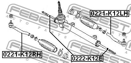 Right tie rod end Febest 0221-K12RH