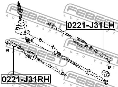 Right tie rod end Febest 0221-J31RH