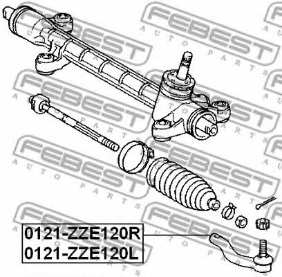 Tie rod end right Febest 0121-ZZE120R
