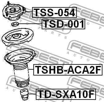 Strut bearing with bearing kit Febest TSS-054