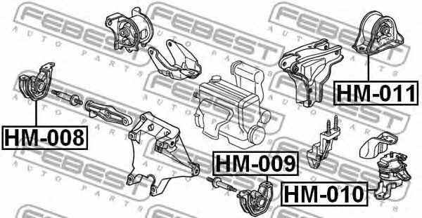 Engine mount, rear Febest HM-011