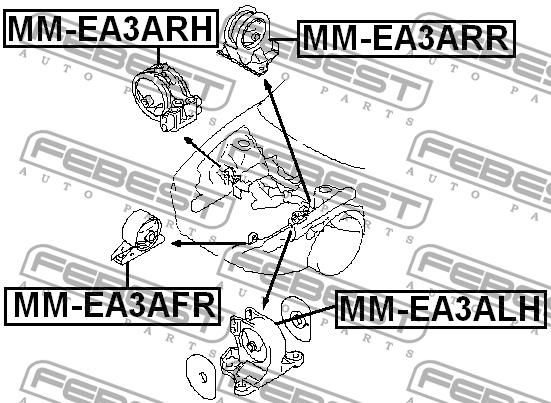 Febest Engine mount, rear – price 129 PLN