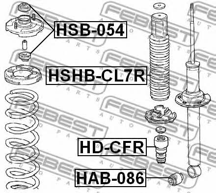 Rear shock absorber bump Febest HD-CFR