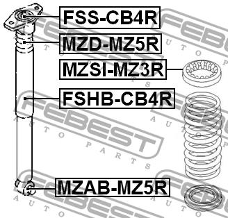 Rear shock absorber bump Febest MZD-MZ5R