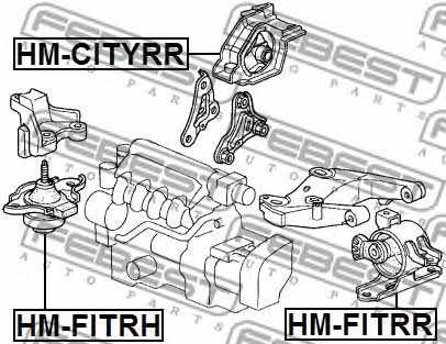Engine mount, rear Febest HM-CITYRR