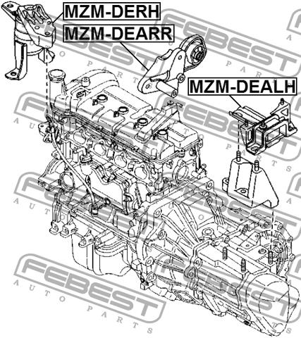 Engine mount, rear Febest MZM-DEARR