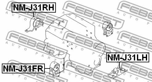 Engine mount, front Febest NM-J31FR