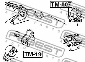 Engine mount, rear Febest TM-007