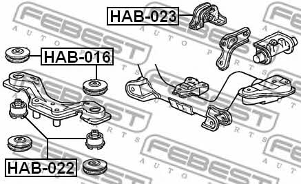 Mounting, differential Febest HAB-016