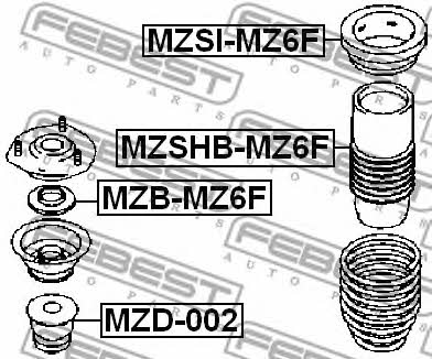 Shock absorber bearing Febest MZB-MZ6F