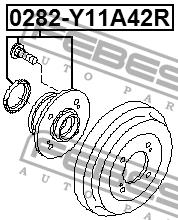 Wheel hub with rear bearing Febest 0282-Y11A42R