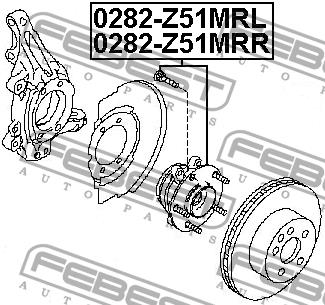 Wheel hub with front right bearing Febest 0282-Z51MRR