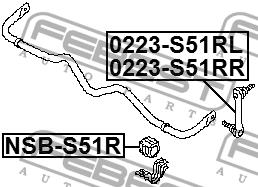 Anti roll bar link, rear right Febest 0223-S51RL