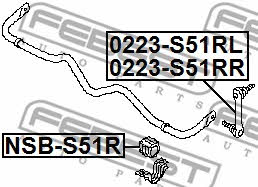 Left stabilizer bar Febest 0223-S51RR