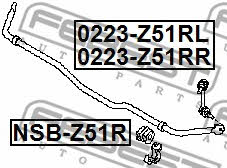 Stabilizer bar, rear right Febest 0223-Z51RR