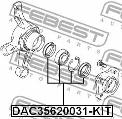 Rear Wheel Bearing Kit Febest DAC35620031-KIT