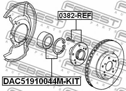 Front Wheel Bearing Kit Febest DAC51910044M-KIT