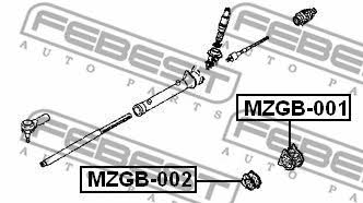 Silent block steering rack Febest MZGB-002