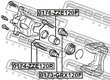 Bellow, brake caliper guide Febest 0173-GRX120F