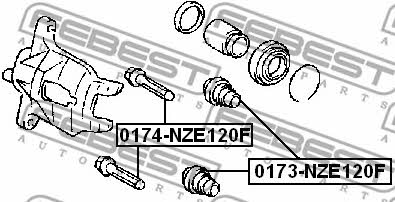 Brake caliper guide boot Febest 0173-NZE120F