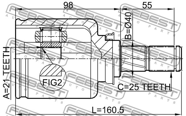 CV joint Febest 0211-E11AT