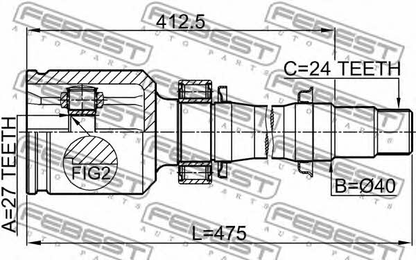 CV joint Febest 0111-ACA38RH