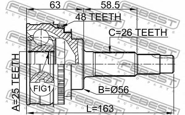 CV joint Febest 0110-065A48
