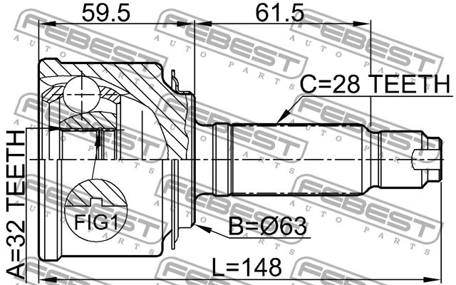 Febest CV joint – price 171 PLN