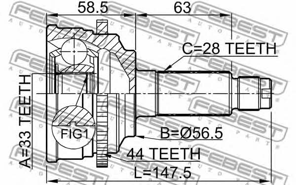 CV joint Febest 0510-M6A44