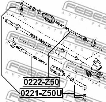 Inner Tie Rod Febest 0222-Z50