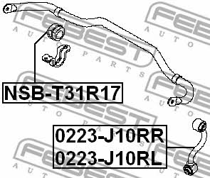 Left stabilizer bar Febest 0223-J10RL