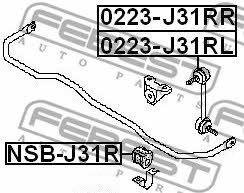 Left stabilizer bar Febest 0223-J31RL
