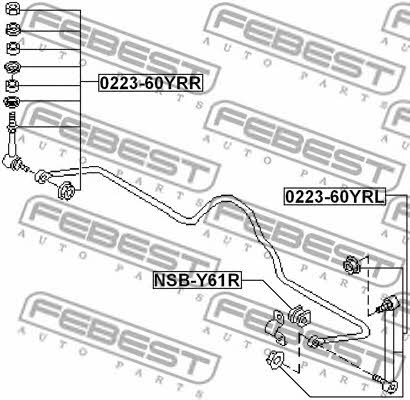 Anti roll bar link, rear right Febest 0223-60YRR