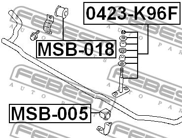 Front anti roll bar link Febest 0423-K96F