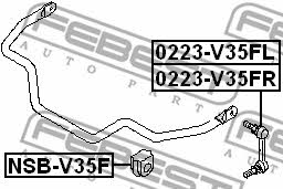 Front stabilizer bar, right Febest 0223-V35FR