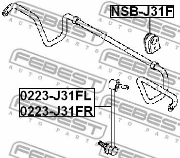 Front stabilizer bar, right Febest 0223-J31FR