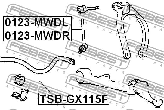 Front anti roll bar link, right Febest 0123-MWDR
