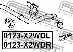 Front stabilizer bar, right Febest 0123-X2WDR