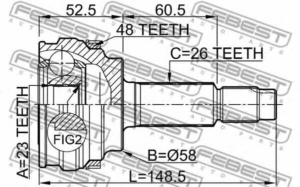 CV joint Febest 0110-077A48