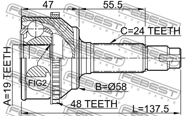 CV joint Febest 0110-073A48