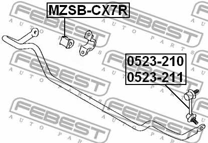 Rear anti roll bar bush Febest MZSB-CX7R