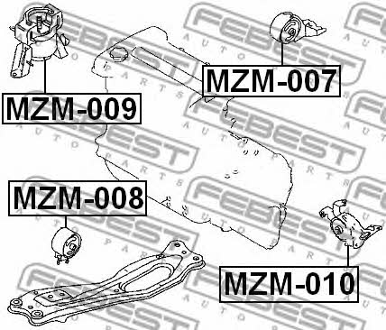 Engine mount, front Febest MZM-008