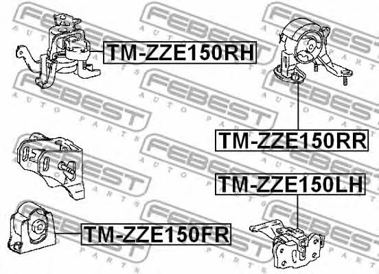Engine mount right Febest TM-ZZE150RH