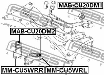 Bracket for rear axle gearbox Febest MM-CU5WRL
