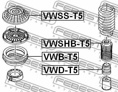 Shock absorber bearing Febest VWB-T5