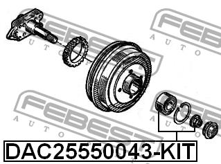Rear Wheel Bearing Kit Febest DAC25550043-KIT